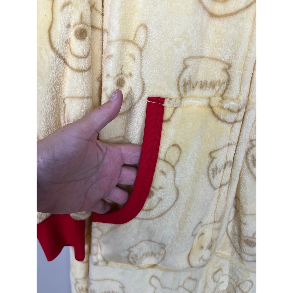 Disney Winnie the Pooh Plush Fleece Hooded One Piece Union Suit Yellow Large L - Picture 10 of 15